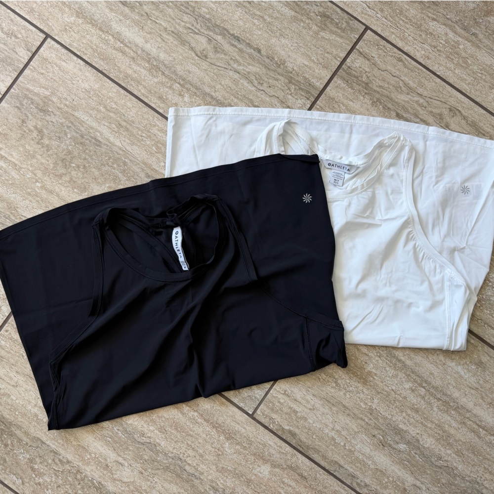 Black and White Athleta MT Racerback Tank Tops